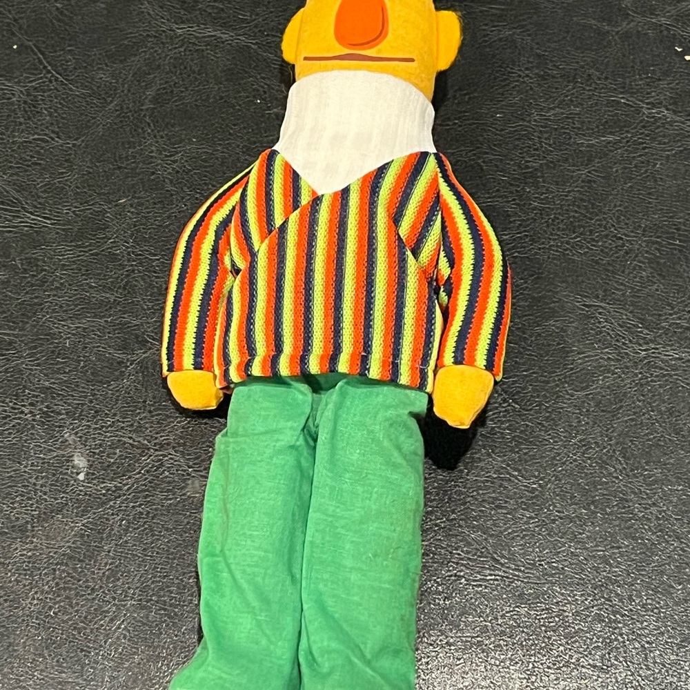 Vintage Knickerbocker Sesame Street Bert Colorful Striped Plush doll